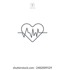 Heart Beat Icon symbol vector illustration isolated on white background
