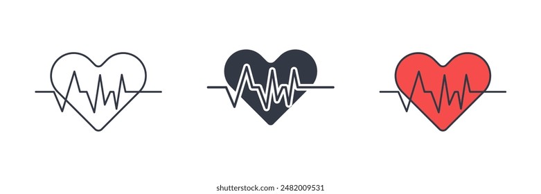 Heart Beat Icon symbol vector illustration isolated on white background
