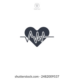 Ilustración vectorial de icono de latido de corazón aislado sobre fondo blanco