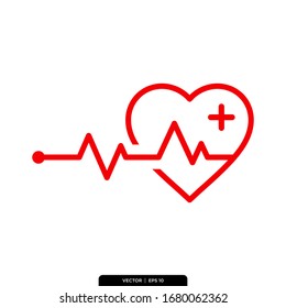Heart beat Icon Vector Illustration Logo Template