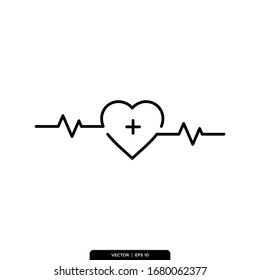 Heart beat Icon Vector Illustration Logo Template