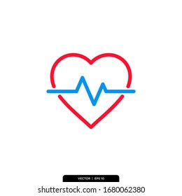 Heart beat Icon Vector Illustration Logo Template
