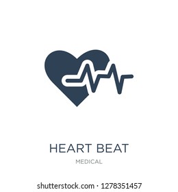 heart beat icon vector on white background, heart beat trendy filled icons from Medical collection, heart beat vector illustration