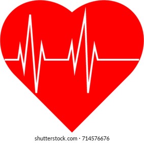 Heart beat illustration, heart vector, cardiograph vector