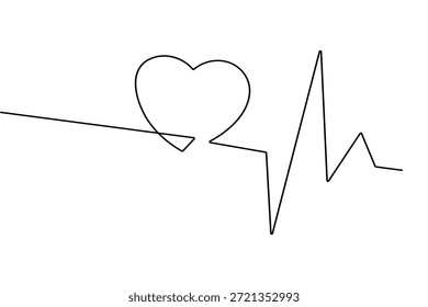 Línea de latido del corazón continuo de una línea de dibujo estilo minimalista aislar diseño de Vector de contorno