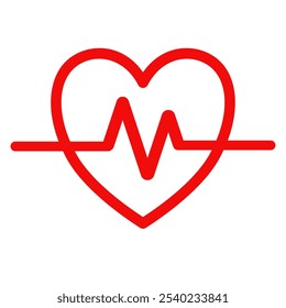 Icono de línea de latido cardíaco. Línea del latido del corazón del EKG, icono de la línea del cardiograma, signo. Silueta del pulso del corazón, icono, diseño de la Ilustración vectorial aislado