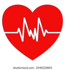 Icono de línea de latido cardíaco. Línea del latido del corazón del EKG, icono de la línea del cardiograma, signo. Silueta del pulso del corazón, icono, diseño de la Ilustración vectorial aislado