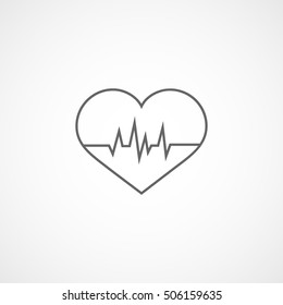 Heart Beat Line Icon On White Background