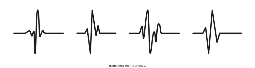 Heart beat line. Medical logo icon. Heartbeat sign set isolated on white background. Heart beat ecg cardiogram. Healthcare vector shape. Heart cardio beat rhythm.