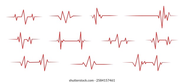 Heart beat line. Simple collection of cardiogram related line icons. Thin line vector set of signs for infographic, logo, app development and website design. Vector illustration.