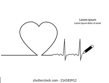 Heart beat line vector. 