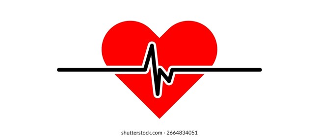 Ícone de vetor de linha de batimento cardíaco. Sinal médico de batimento cardíaco, ecg ou símbolo de ekg, teste de eletrocardiograma, ilustração da forma do batimento cardíaco