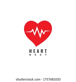 Heart Beat logo design template isolated on white background. Red Heart with pulse signal logo concept.