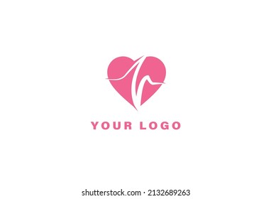 Heart beat logo design template