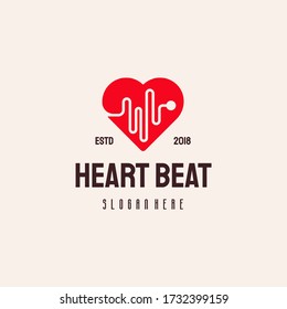 Heart Beat logo hipster retro vintage vector template, Love Health logo 