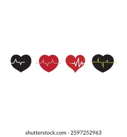 heart beat logo icon set  illustration