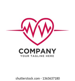 heart beat logo template, can be use as icon too, vector file .eps 10 color and text is easy to edit or remove