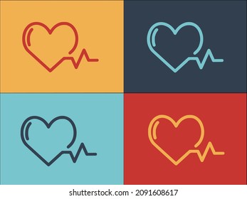 Heart Beat Logo Template, Simple Flat Icon of heartbeat,beat,medical