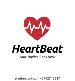 Heart beat logo vector, ECG Logo vector illustration.