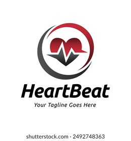 Vector con logotipo de latido cardíaco, Ilustración vectorial con logotipo de ECG.