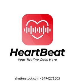 Vector con logotipo de latido cardíaco, Ilustración vectorial con logotipo de ECG.