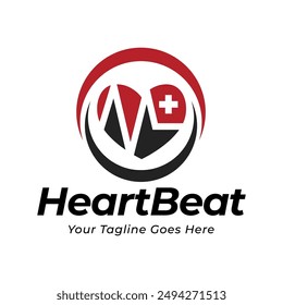 Vector con logotipo de latido cardíaco, Ilustración vectorial con logotipo de ECG.