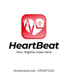 Vector con logotipo de latido cardíaco, Ilustración vectorial con logotipo de ECG.