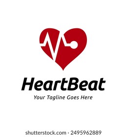Vector con logotipo de latido cardíaco, Ilustración vectorial con logotipo de ECG.