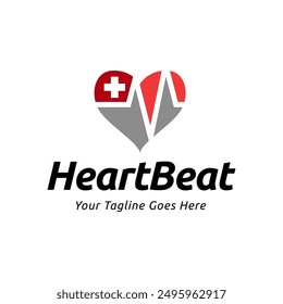 Heart beat logo vector, ECG Logo vector illustration.