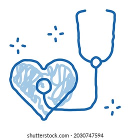 heart beat measurements sketch icon vector. Hand drawn blue doodle line art heart beat measurements sign. isolated symbol illustration