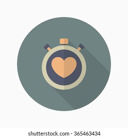 Heart beat meter flat  icon with long shadow,eps10