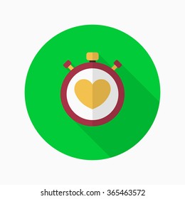 Heart beat meter flat  icon with long shadow,eps10