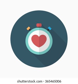 Heart beat meter flat  icon with long shadow,eps10