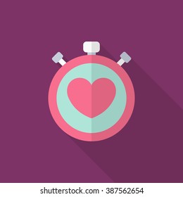 Heart beat meter flat  icon with long shadow,eps10