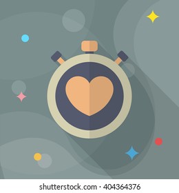 Heart beat meter flat  icon with long shadow,eps10