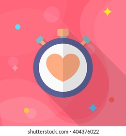 Heart beat meter flat  icon with long shadow,eps10