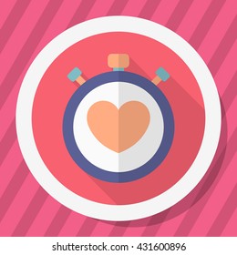 Heart beat meter flat  icon with long shadow,eps10