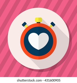 Heart beat meter flat  icon with long shadow,eps10