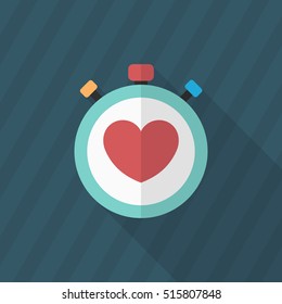 Heart beat meter flat  icon with long shadow,eps10