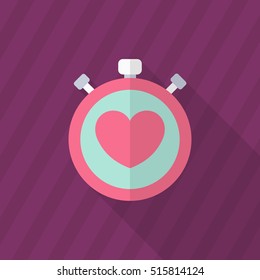 Heart beat meter flat  icon with long shadow,eps10