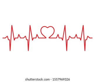 Heart beat monitor pulse line icon, vector illustration