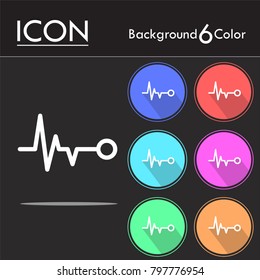 Heart beat monitor pulse line art icon isolated on background six color