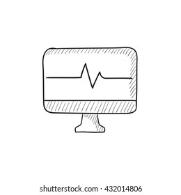 Heart beat monitor vector sketch icon isolated on background. Hand drawn Heart beat monitor icon. Heart beat monitor sketch icon for infographic, website or app.