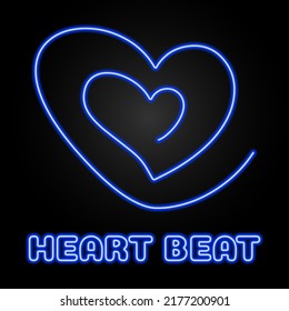 heart beat neon sign, modern glowing banner design, colorful modern design trends on black background. Vector illustration.