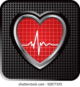 heart beat on black web button