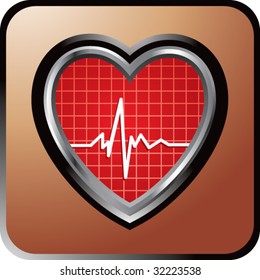 heart beat on brown web button