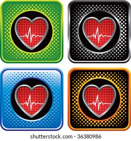 heart beat on multicolored web icon