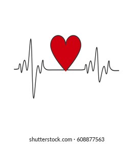 Heart beat on the white background. Vector illustration