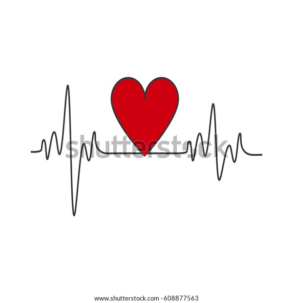 Heart Beat On White Background Vector Stock Vector (Royalty Free) 608877563