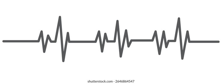 Heart beat one line. Continuous lines heart beats drawing. Wave pulse. Art heartbeat waves. Hand draw cardiogram. Outline human. Black ekg stroke isolated on white background. Vector illustration